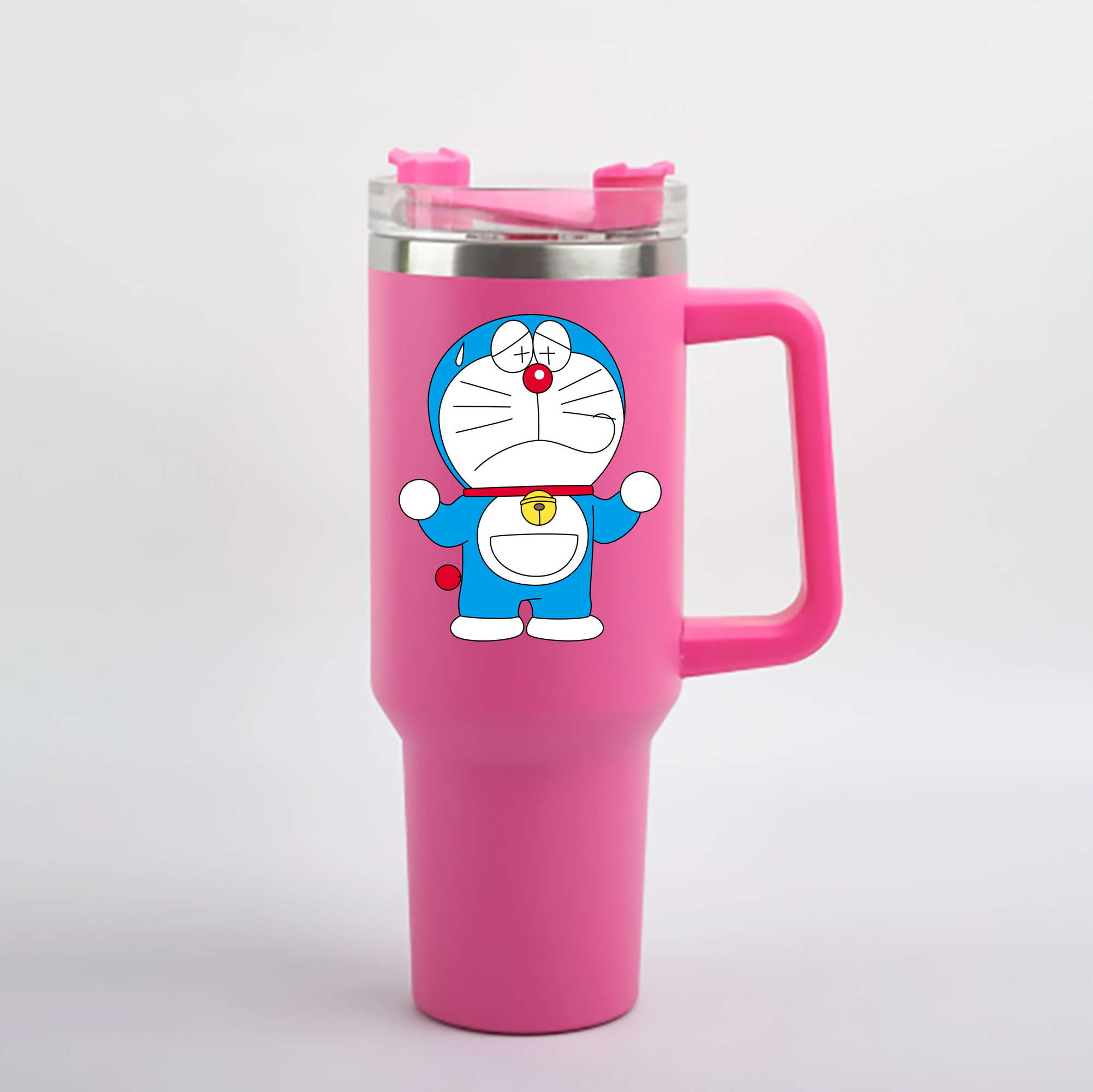 （画像用） ドラえもん Doraemon 1200mL車用タンブラー - クリスタルステッカー（プラスチックストロー付き）